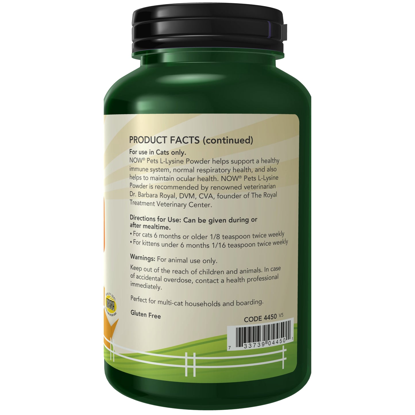 Pet Health, L-Lysine Supplement, Powder, Formulated for Cats, NASC Certified, 8-Ounce