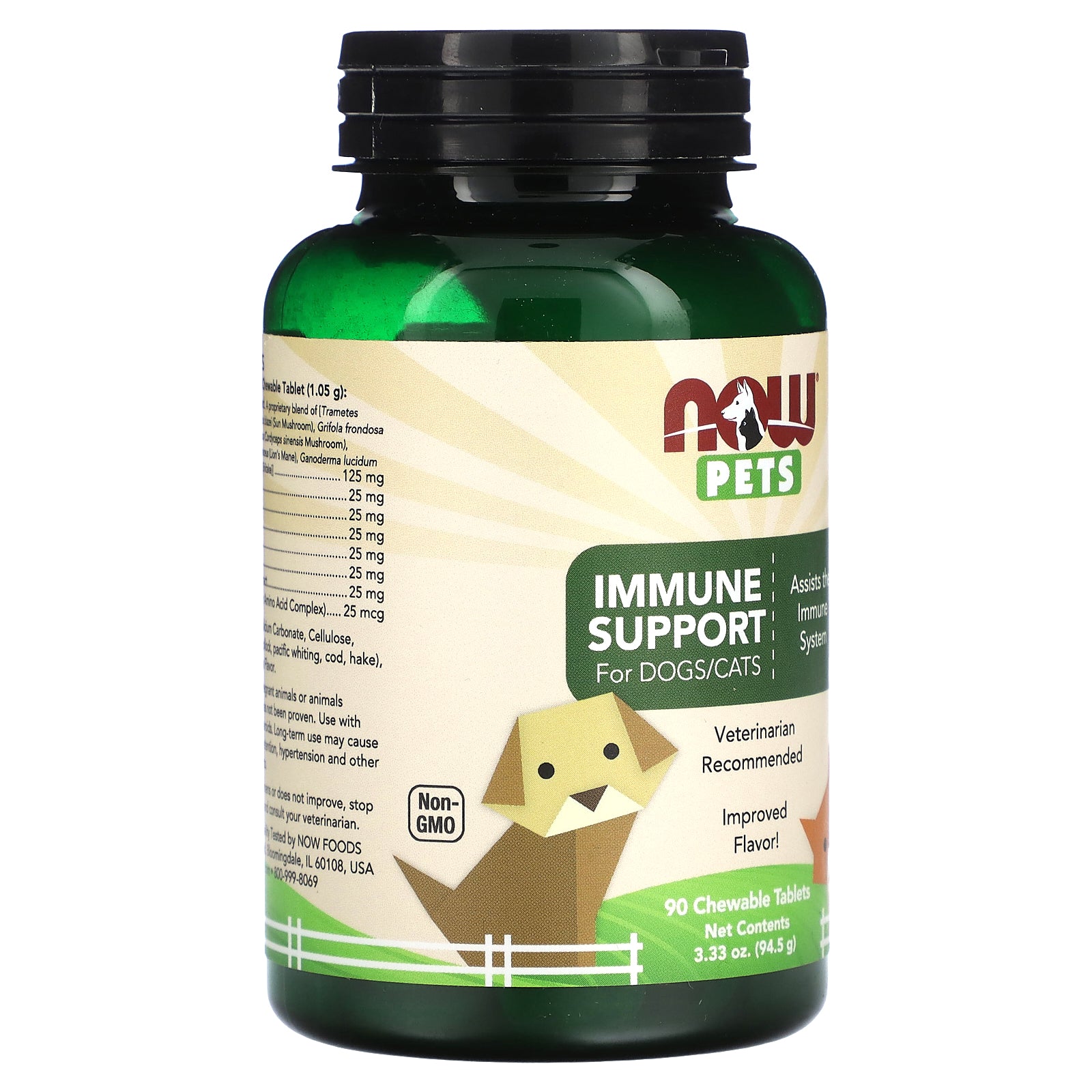 Pet Health, Immune Support Supplement, Formulated for Cats & Dogs, NASC Certified, 90 Chewable Tablets