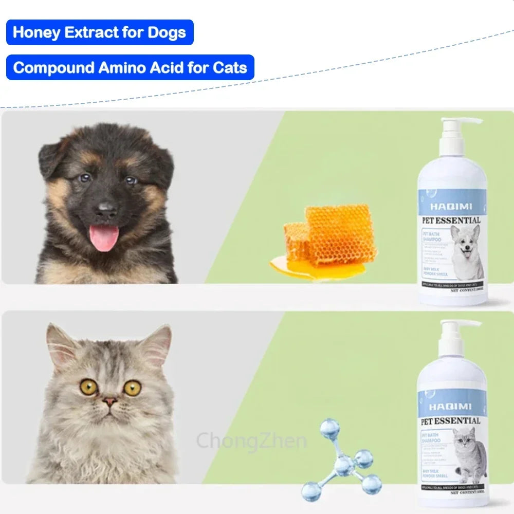 500Ml Pet Bath Shampoo Cats Dogs Shower Gel Gentle Cleansing Deodorant anti Itch Long Lasting Scent Pet Health Cleaning Products